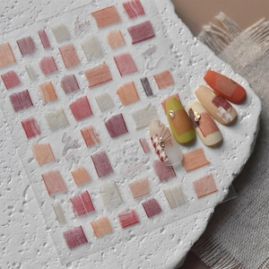 Japanese retro nail stickers with vintage fabric texture and plaid patterns for nail art