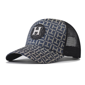 Monogram Trucker Hat Mesh Back Baseball Cap Cotton Polyester Breathable Adjustable Sun Protection Casual Unisex