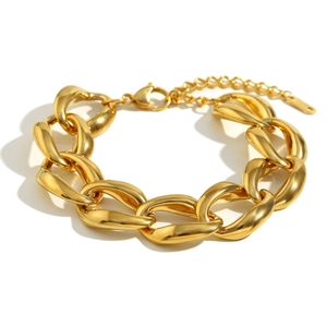 Minimalist chunky 18K gold plated stainless steel chain bracelet with lobster clasp