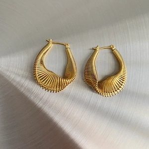Minimalist Twisted Wire Hoop Earrings Copper Irregular U Shape Geometric Chunky Statement Jewelry For Women