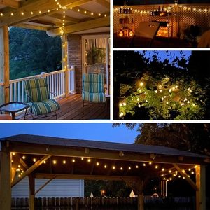 Outdoor solar crystal ball fairy lights with warm white glow for garden and patio decor