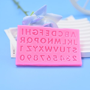 Pink silicone alphabet and number mold for DIY fondant and chocolate cake decorating