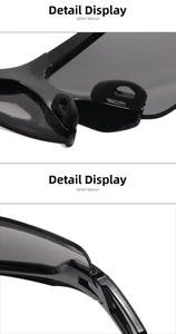 Macro detail of silicone nose pads and metal hinges on black outdoor sports sunglasses