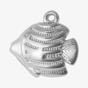 Minimalist silver 304 stainless steel tropical fish pendant with polished finish