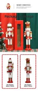 Detail of 38cm wooden candy nutcracker king figures with festive gift box packaging
