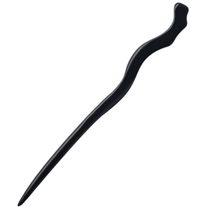 Elegant ebony-style wooden hair pin with a modern wavy minimalist design for women