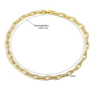 Detailed specs of the gold-plated U-shaped link necklace with zircon and 40cm chain