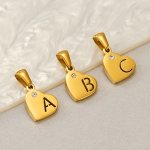Herzform Buchstaben Anhänger 18K Vergoldeter Edelstahl Mit Rhinestone Initial Charme Modischer Schmuck Für Damen