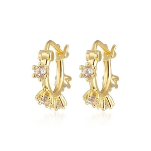 Elegant gold round hoop earrings with sparkling crystals for a luxury minimalist look