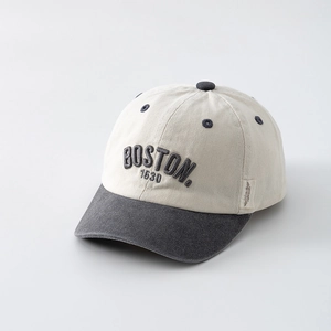 Kids vintage cotton baseball cap featuring contrast color design and BOSTON embroidery