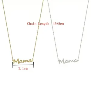 Collier Mama élégant en or et argent avec chaîne ajustable de 45cm pour la fête des mères