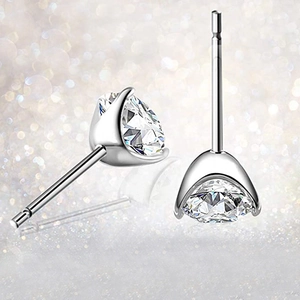 Elegant 925 sterling silver stud earrings featuring round brilliant cut cubic zirconia gems