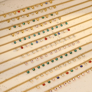 Classic stainless steel necklaces with colorful gemstone pendants in various shapes