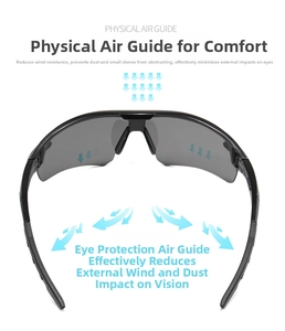 Detail showing the physical air guide and inner frame structure of cycling sunglasses