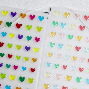 3D colorful heart embossed jelly nail art stickers with vibrant candy colors and high gloss