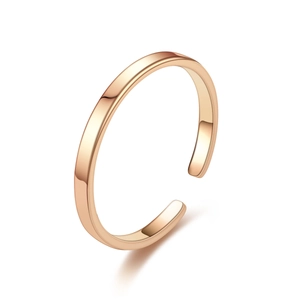 Minimalist rose gold open ring in polished titanium steel with sleek smooth finish
