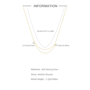 Minimalist double layer S925 silver star necklace with zircon in gold finish