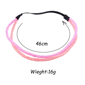Pink glitter headband with black elastic band, 46cm circumference, 16g weight