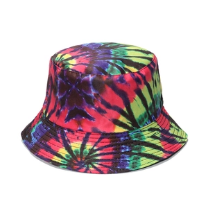 Colorful spiral tie-dye bucket hat with reinforced stitching for outdoor sun protection