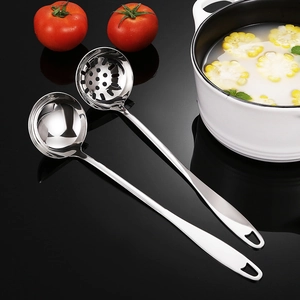 Schöpflöffel und Schaumlöffel Set aus 304 Edelstahl mit langem Griff für die Küche