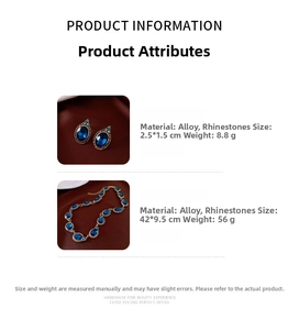 Spécifications détaillées de la parure vintage collier et boucles d'oreilles strass