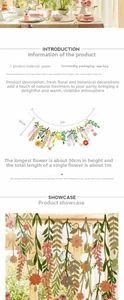Detailed close-up of double-sided paper floral banner for festive shop window decoration