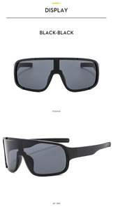 Front and 45 degree side views of black outdoor sports cycling goggles with wrap design