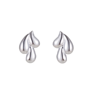 Macro view of silver cluster droplet earrings made of high-quality stainless steel
