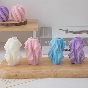 Creative geometric spiral scented candle set in white pink blue and purple colors