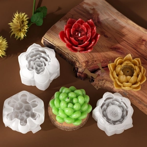 DIY succulent and flower silicone molds for handmade 3D floral candles and plaster crafts