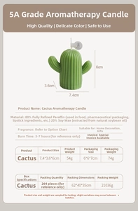 Détail de la bougie cactus parfumée composée de 80% de paraffine et 20% de soja