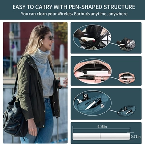 Portable pen-shaped wireless earbuds cleaning kit with compact travel-friendly design