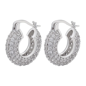 Elegant silver U-shaped earrings with micro-pave cubic zirconia and 18K gold plating