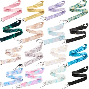 Marble Texture Phone Lanyard Neck Strap Polyester Double Sided Print For ID Card Key USB Modern Aesthetic