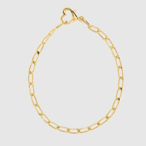 Minimalist gold link chain necklace featuring a unique heart-shaped lobster clasp