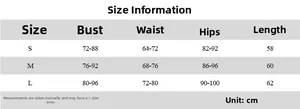 Size chart showing bust, waist, hips, and length in cm for the knit strapless jumpsuit