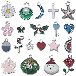 Colorful mixed alloy enamel charms featuring stars, shells, and hearts for DIY jewelry