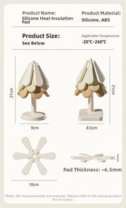 Detailed size specifications for heat resistant silicone Christmas tree coaster set