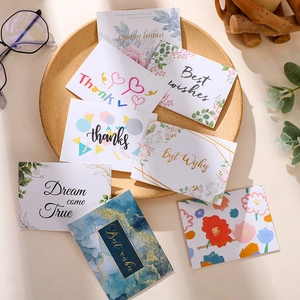 Set of 8 elegant folding cards with floral and marble designs for birthday or thank you
