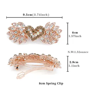 Fermaglio per capelli a cuore oro rosa con strass colorati per coda di cavallo