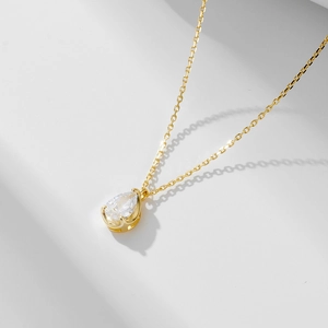 925 Sterling Silver Water Drop Zirconia Pendant Necklace For Women Minimalist Light Luxury Clavicle Chain Jewelry Accessory Gift