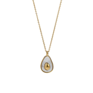 Collier pendentif avocat en or 18 carats avec nacre blanche pour femmes