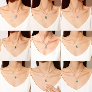 S925 sterling silver emerald cut pendant necklaces in various elegant geometric shapes