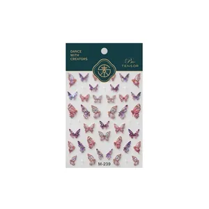 Exquisite butterfly nail stickers with aurora glitter and gold stamping effect in M-339 style