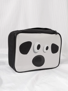 Close-up of waterproof PU cartoon makeup bag with reinforced handle and dual zippers
