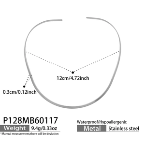 Dimensioni dettagliate per il girocollo minimalista in acciaio inossidabile argentato