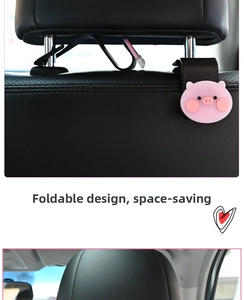 Nahaufnahme des süßen Cartoon rosa Schwein Auto Kopfstütze Haken mit verstecktem Design.