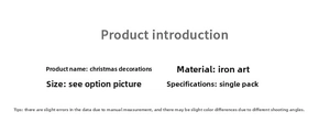 Detailed specifications table for gold iron Christmas ornaments and snowflake decorations