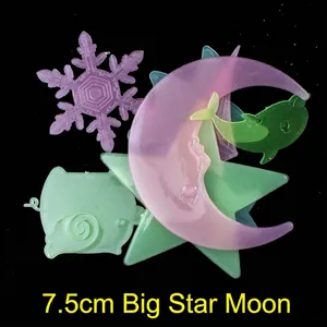 Luminous wall stickers featuring 7.5cm large stars and moon with glow-in-the-dark effects