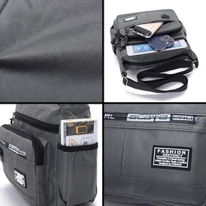 Waterproof multi-layer grey crossbody bag with multiple pockets for daily business use